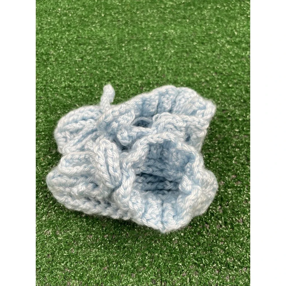 Vintage Hand Made Baby Toddler Booties Crochet Purple Baby Blue